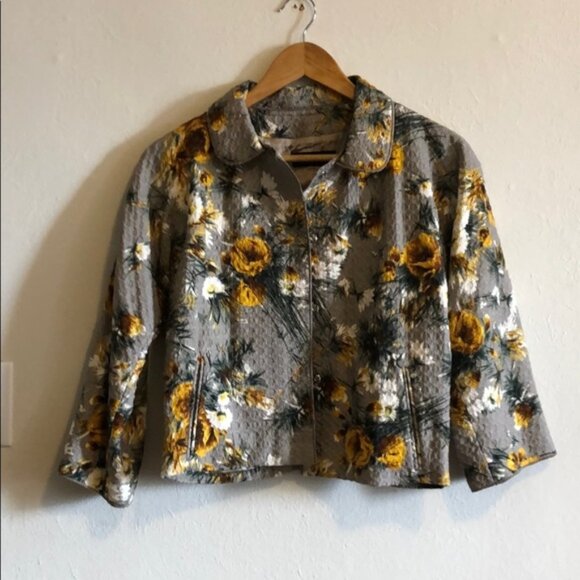 New Dolce & Gabbana quilted daisy sunflower floral goldenrod boxy cropped jacket - Picture 1 of 8